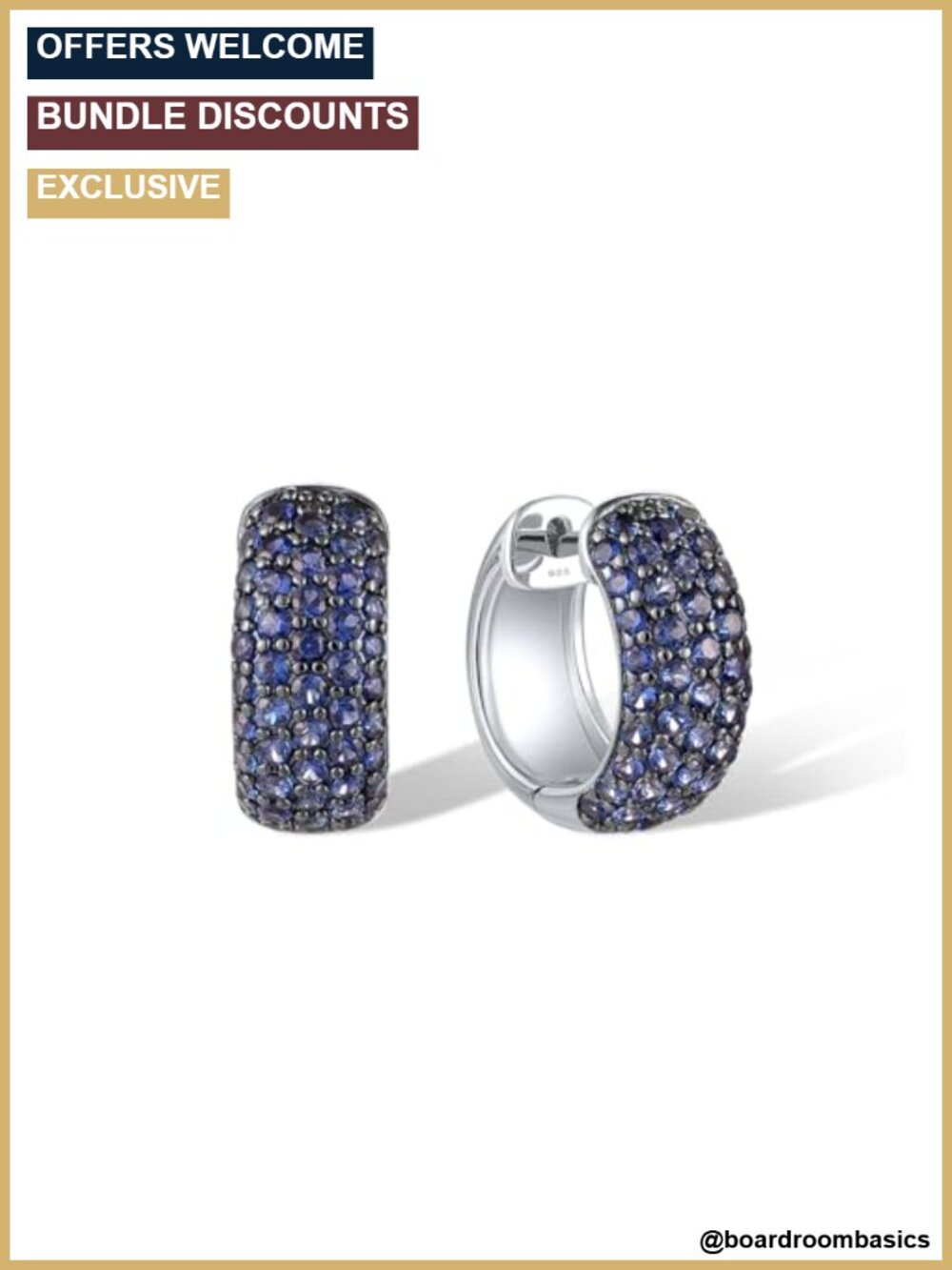 925 Sterling Silver 5-Row Hoop Cuff Huggie Stud Earrings for Women